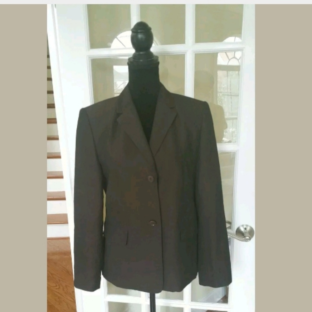 Talbots Brown Rayon Wool Blend Blazer Jacket Sz 8 - Picture 1 of 5